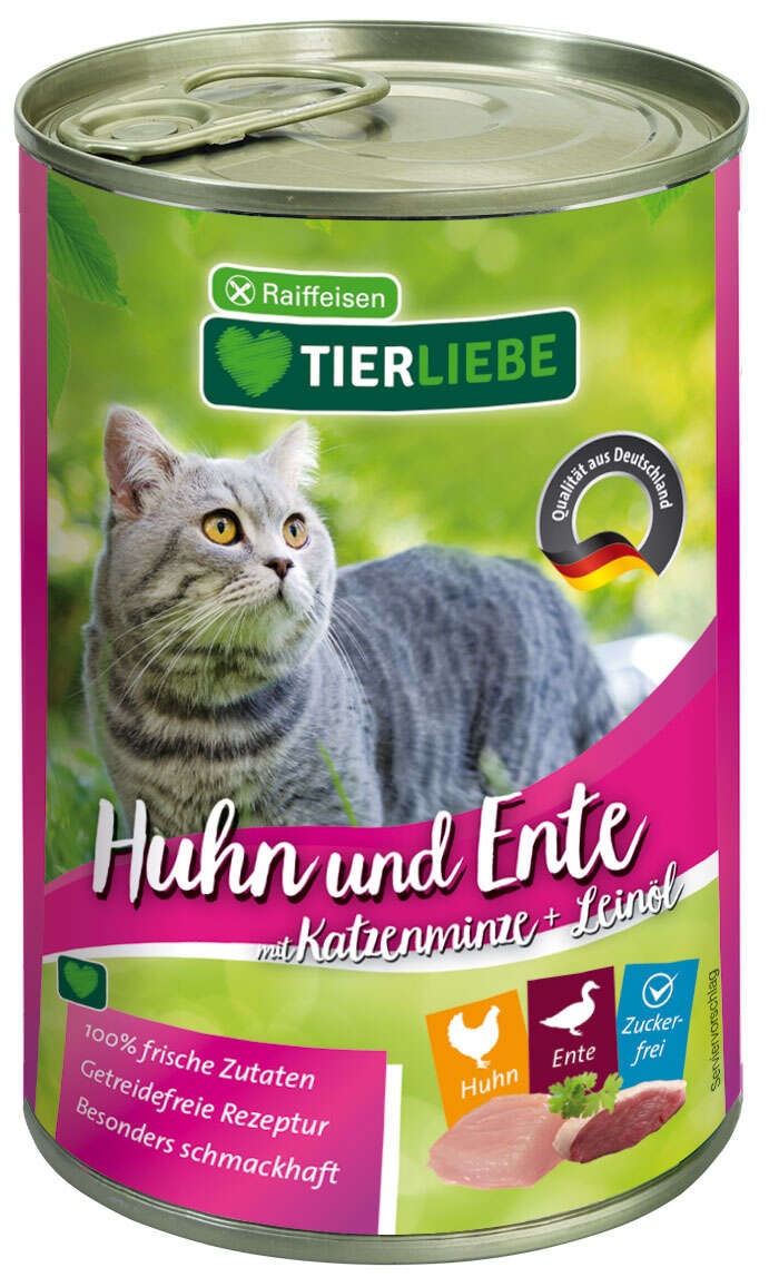 TIERLIEBE Katzen-Nassfutter Huhn und Ente